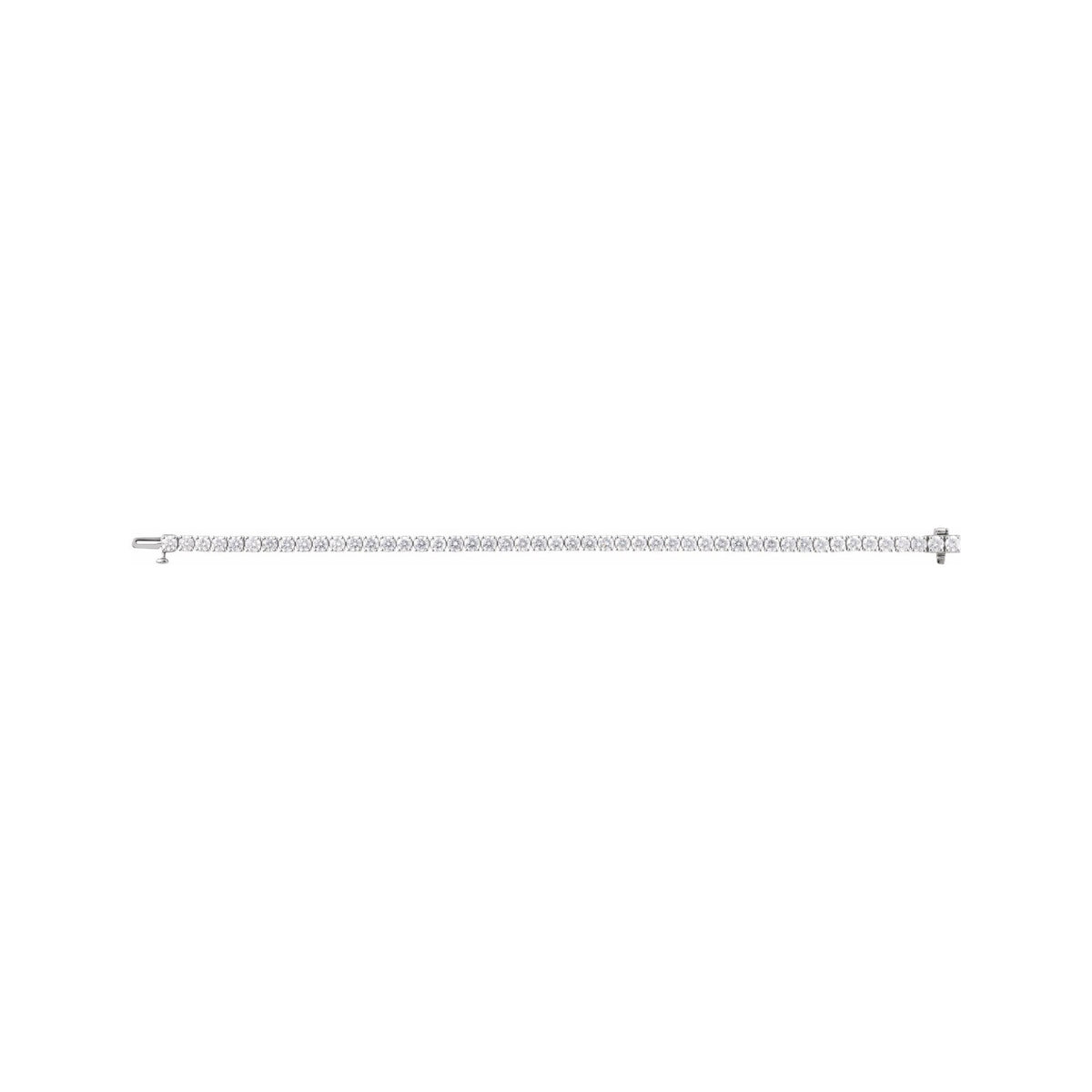 Sapphire Row Lab-Grown Diamond Round Four-Prong Tennis Bracelet - 14K White Gold, 3.4 mm · 7 ctw (view 3)