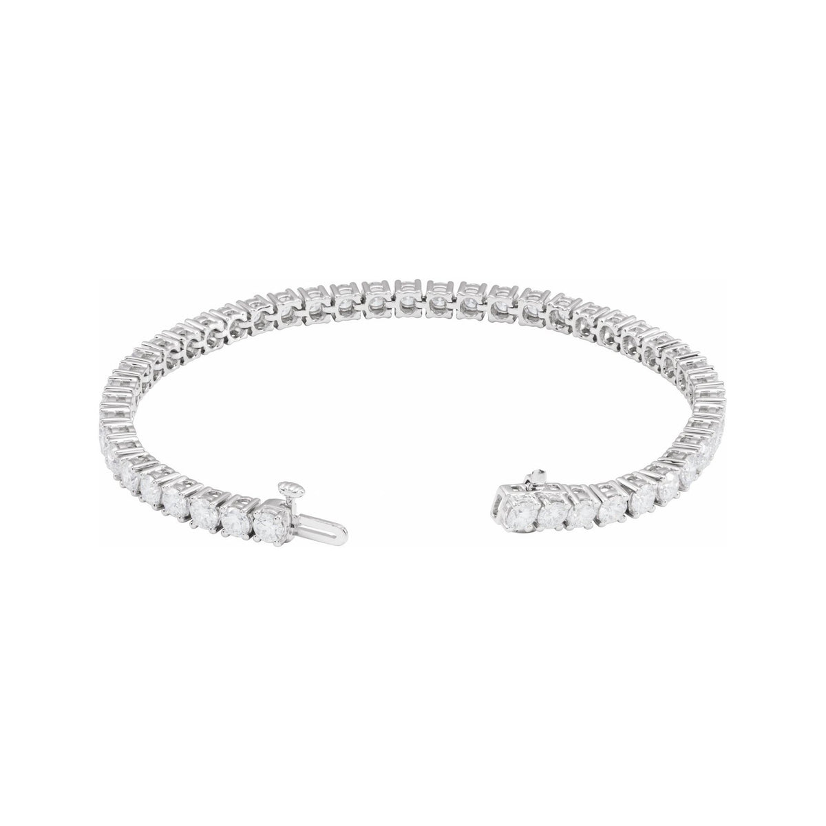 Sapphire Row Lab-Grown Diamond Round Four-Prong Tennis Bracelet - 14K White Gold, 3.5 mm · 8 ctw (view 2)