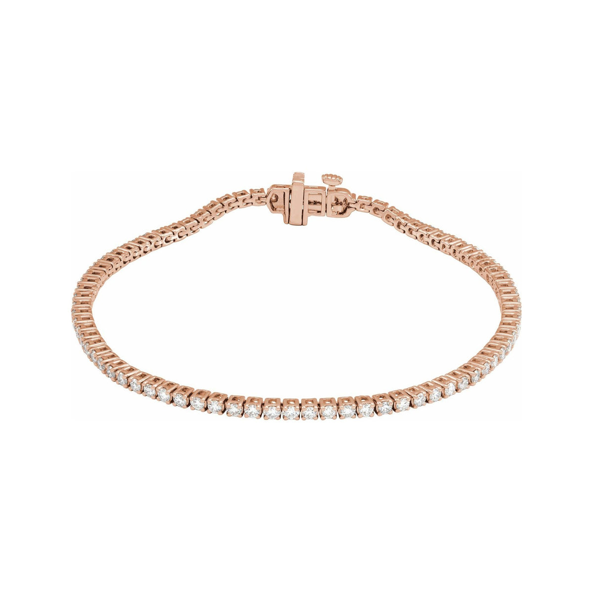 Sapphire Row Lab-Grown Diamond Round Four-Prong Tennis Bracelet - 14K Rose Gold, 1.8 mm · 2 ctw