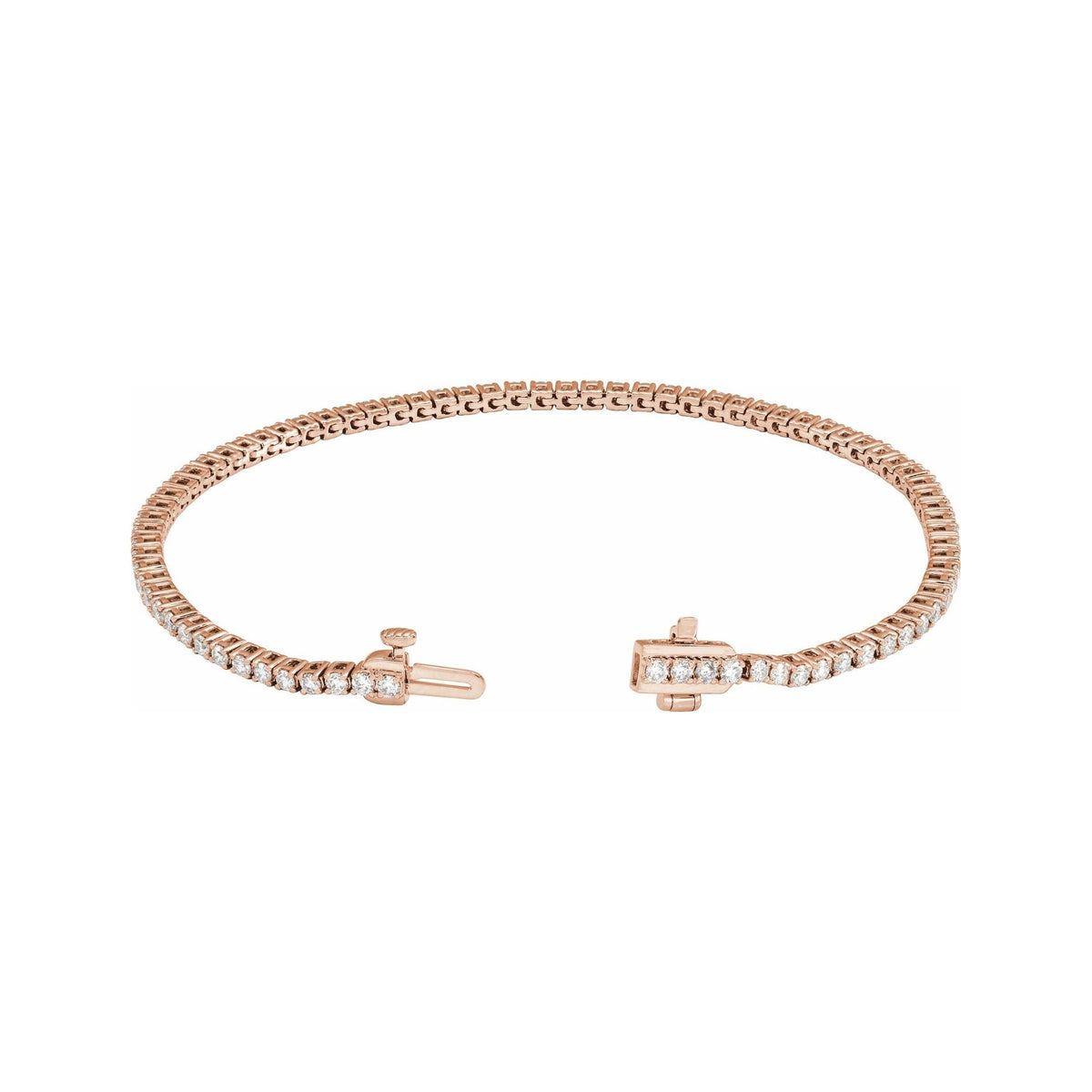 Sapphire Row Lab-Grown Diamond Round Four-Prong Tennis Bracelet - 14K Rose Gold, 1.8 mm · 2 ctw (view 2)