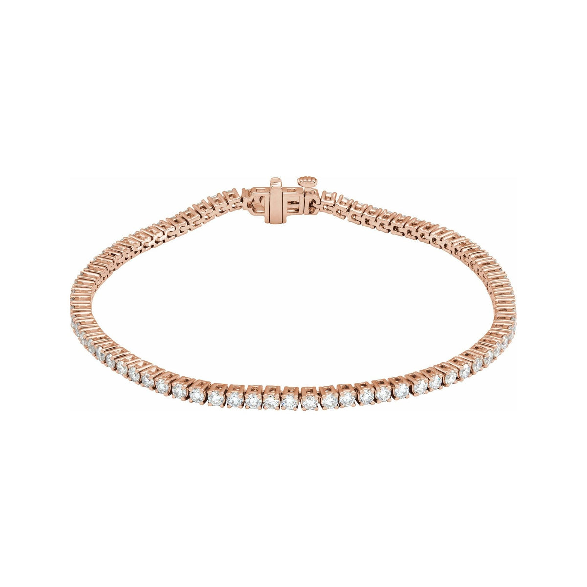 Sapphire Row Lab-Grown Diamond Round Four-Prong Tennis Bracelet - 14K Rose Gold, 2.1 mm · 3 ctw