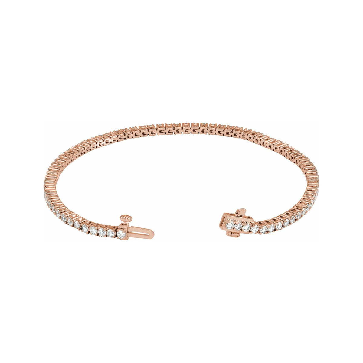 Sapphire Row Lab-Grown Diamond Round Four-Prong Tennis Bracelet - 14K Rose Gold, 2.1 mm · 3 ctw (view 2)