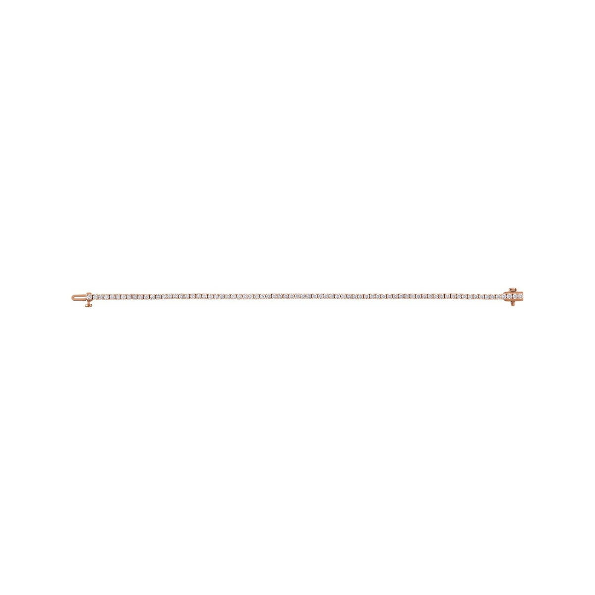 Sapphire Row Lab-Grown Diamond Round Four-Prong Tennis Bracelet - 14K Rose Gold, 2.1 mm · 3 ctw (view 3)
