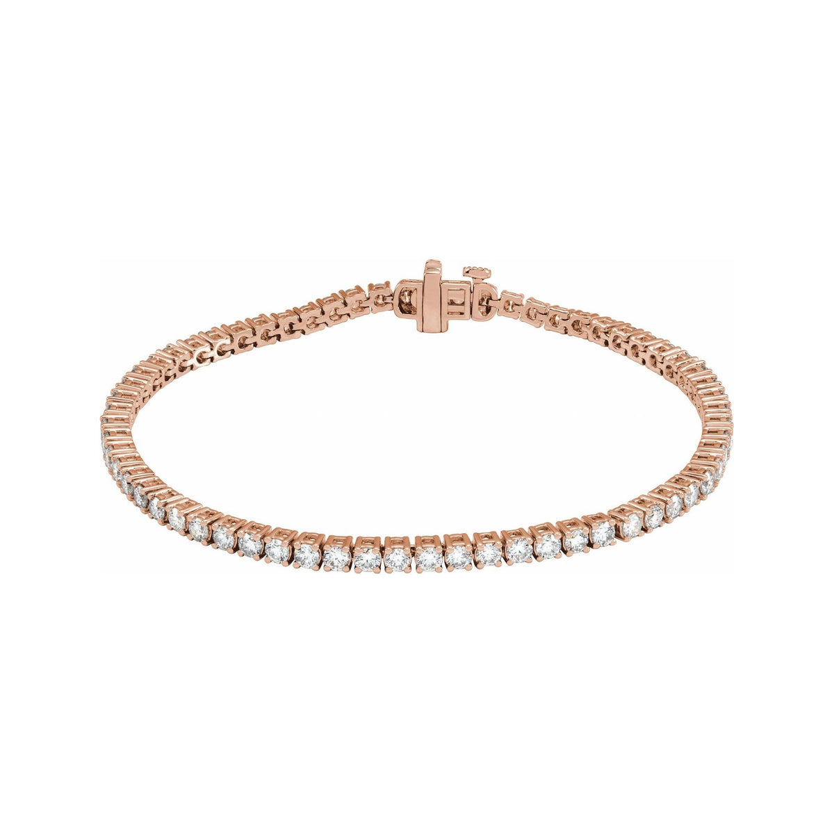 Sapphire Row Lab-Grown Diamond Round Four-Prong Tennis Bracelet - 14K Rose Gold, 2.5 mm · 4 ctw