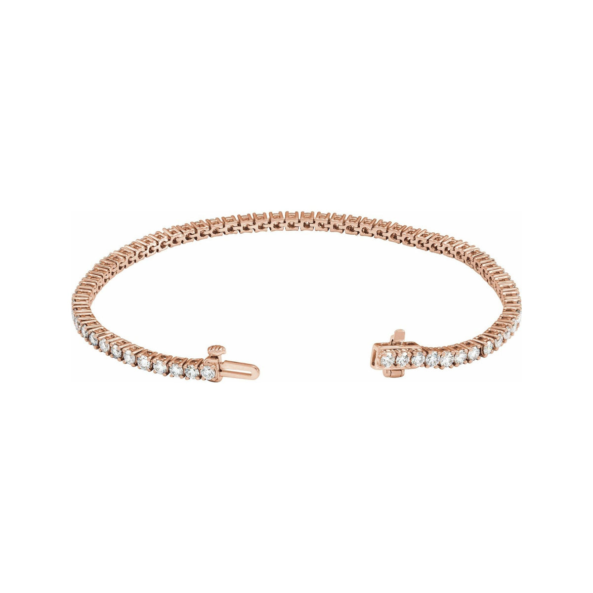 Sapphire Row Lab-Grown Diamond Round Four-Prong Tennis Bracelet - 14K Rose Gold, 2.5 mm · 4 ctw (view 2)