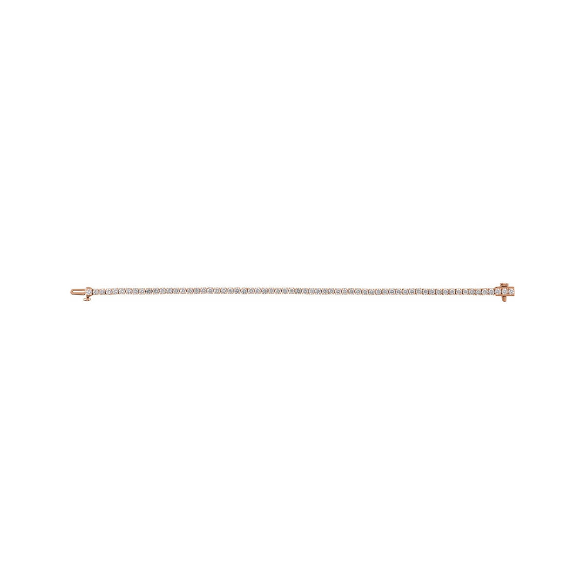 Sapphire Row Lab-Grown Diamond Round Four-Prong Tennis Bracelet - 14K Rose Gold, 2.5 mm · 4 ctw (view 3)
