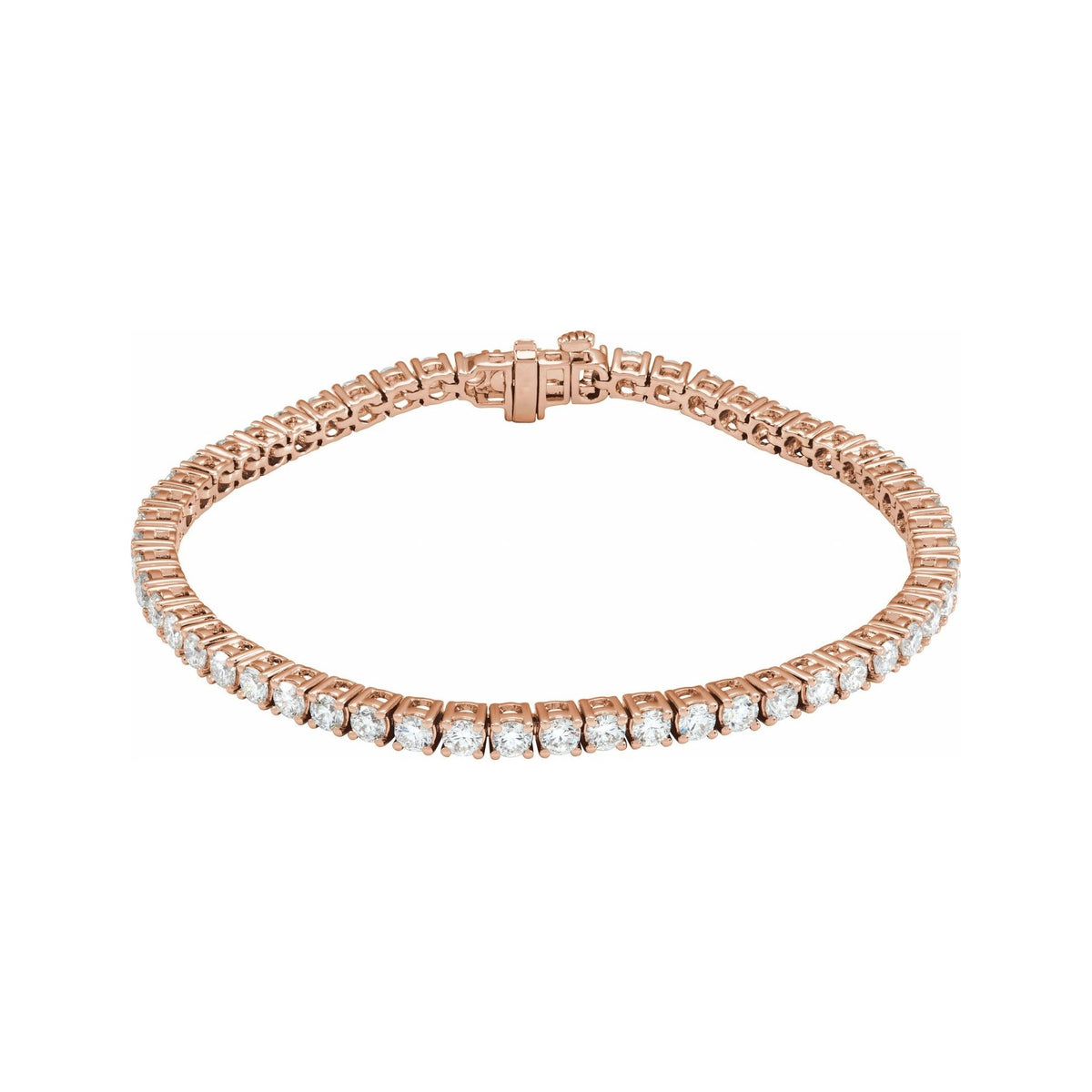 Sapphire Row Lab-Grown Diamond Round Four-Prong Tennis Bracelet - 14K Rose Gold, 2.9 mm · 5 ctw