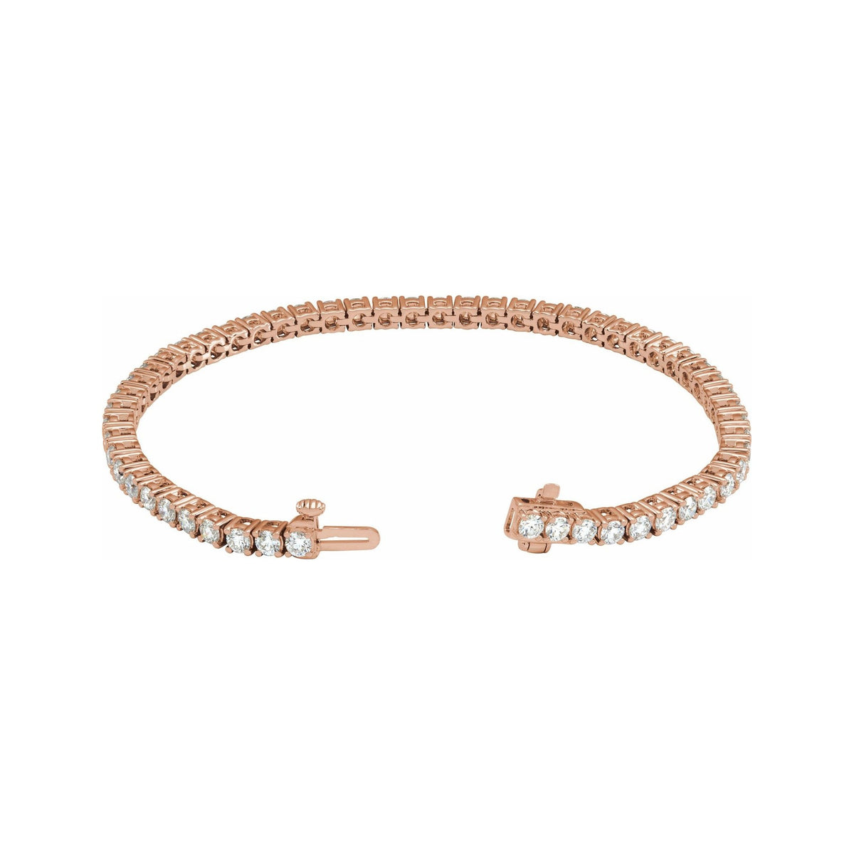 Sapphire Row Lab-Grown Diamond Round Four-Prong Tennis Bracelet - 14K Rose Gold, 2.9 mm · 5 ctw (view 2)