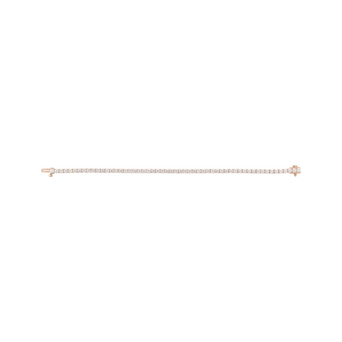 Sapphire Row Lab-Grown Diamond Round Four-Prong Tennis Bracelet - 14K Rose Gold, 2.9 mm · 5 ctw (view 3)