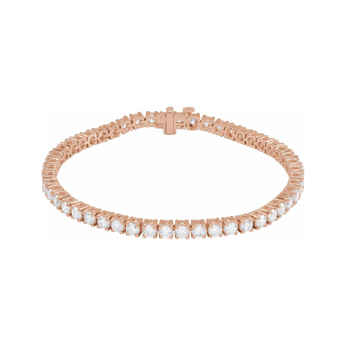 Sapphire Row Lab-Grown Diamond Round Four-Prong Tennis Bracelet - 14K Rose Gold, 3.2 mm · 6 ctw