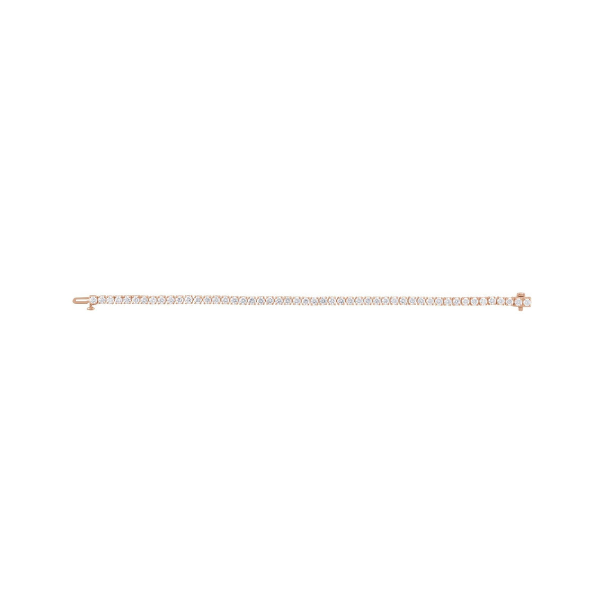 Sapphire Row Lab-Grown Diamond Round Four-Prong Tennis Bracelet - 14K Rose Gold, 3.2 mm · 6 ctw (view 2)