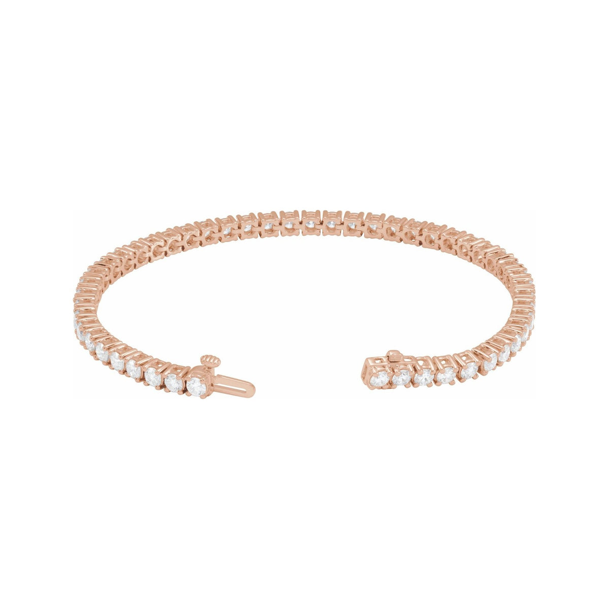 Sapphire Row Lab-Grown Diamond Round Four-Prong Tennis Bracelet - 14K Rose Gold, 3.2 mm · 6 ctw (view 3)
