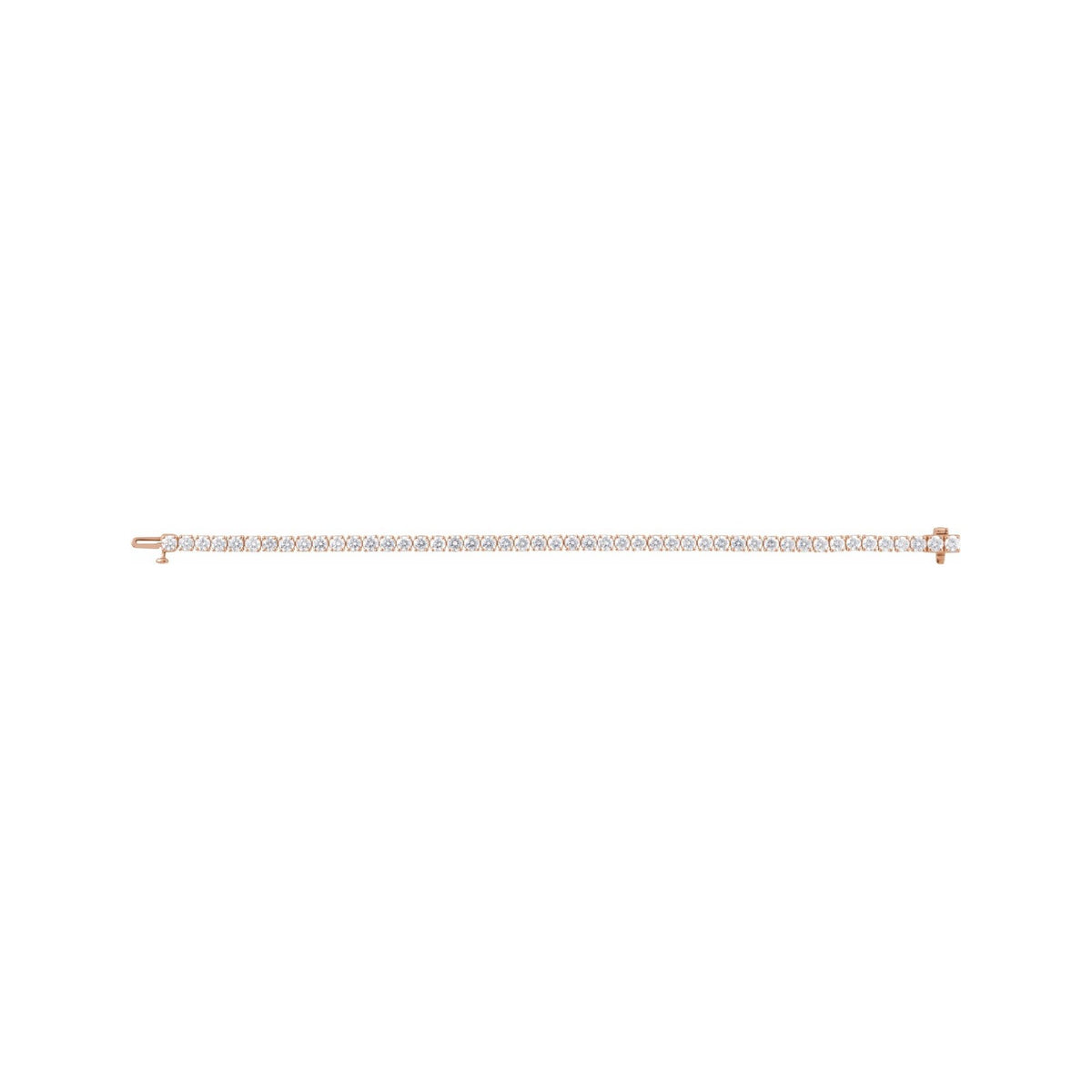 Sapphire Row Lab-Grown Diamond Round Four-Prong Tennis Bracelet - 14K Rose Gold, 3.4 mm · 7 ctw (view 3)