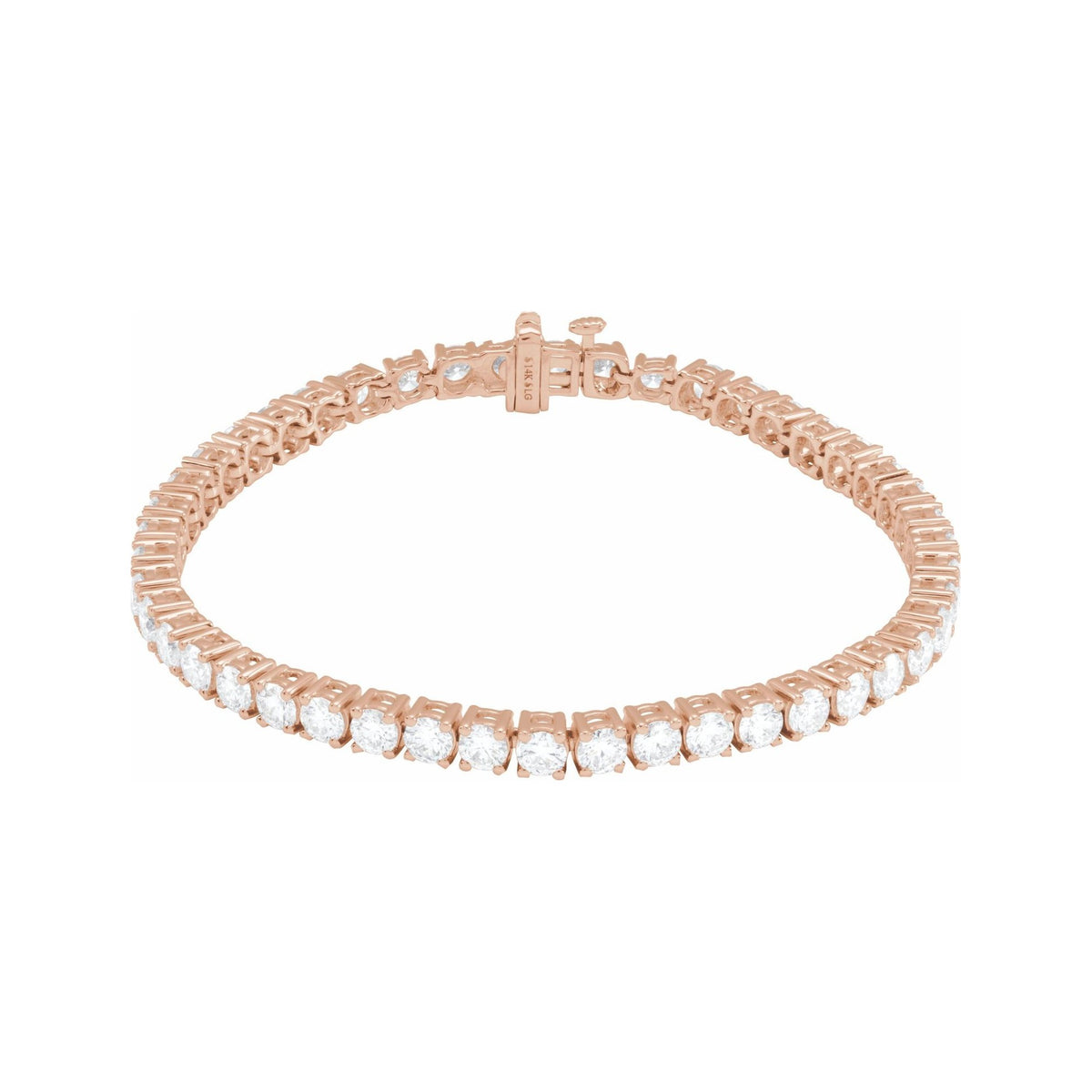 Sapphire Row Lab-Grown Diamond Round Four-Prong Tennis Bracelet - 14K Rose Gold, 3.5 mm · 8 ctw