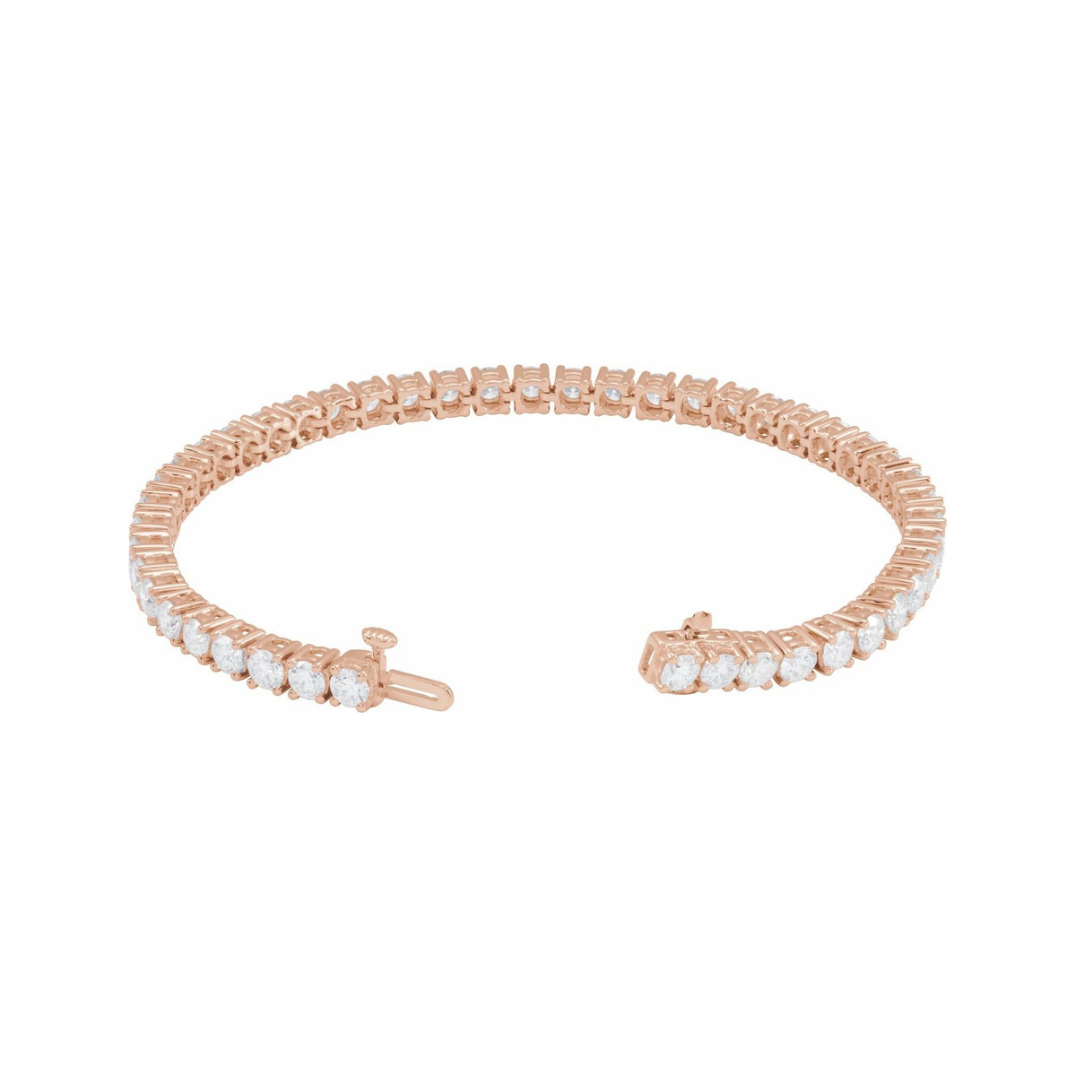 Sapphire Row Lab-Grown Diamond Round Four-Prong Tennis Bracelet - 14K Rose Gold, 3.5 mm · 8 ctw (view 2)