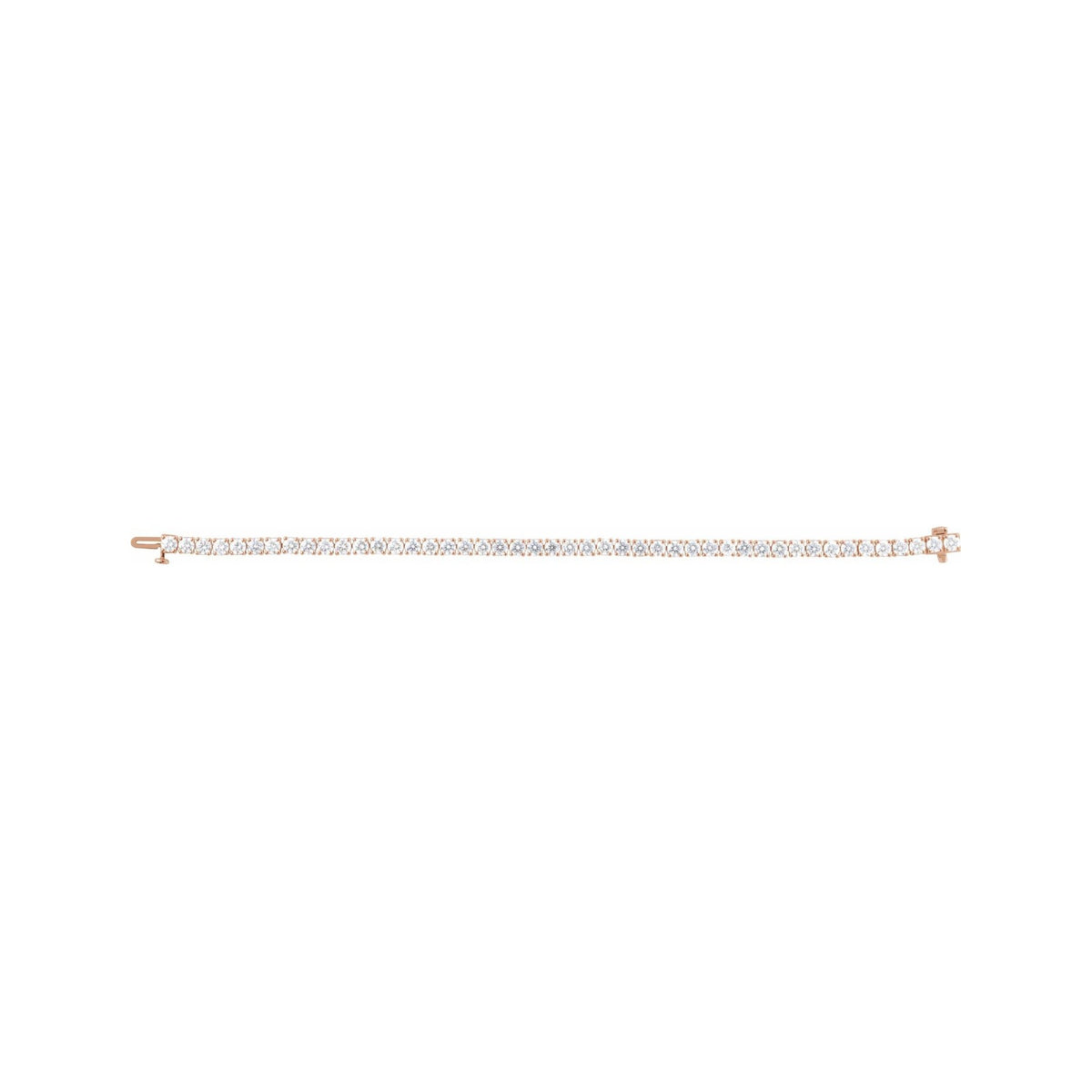 Sapphire Row Lab-Grown Diamond Round Four-Prong Tennis Bracelet - 14K Rose Gold, 3.5 mm · 8 ctw (view 3)