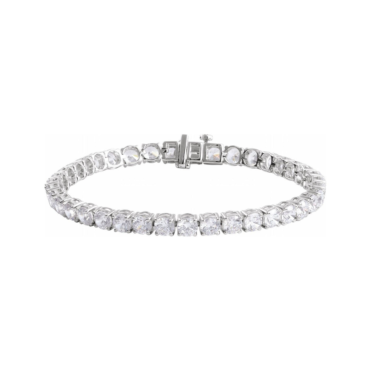 Sapphire Row Lab-Grown Diamond Round Four-Prong Tennis Bracelet - 14K White Gold, 4.25 mm · 12 ctw