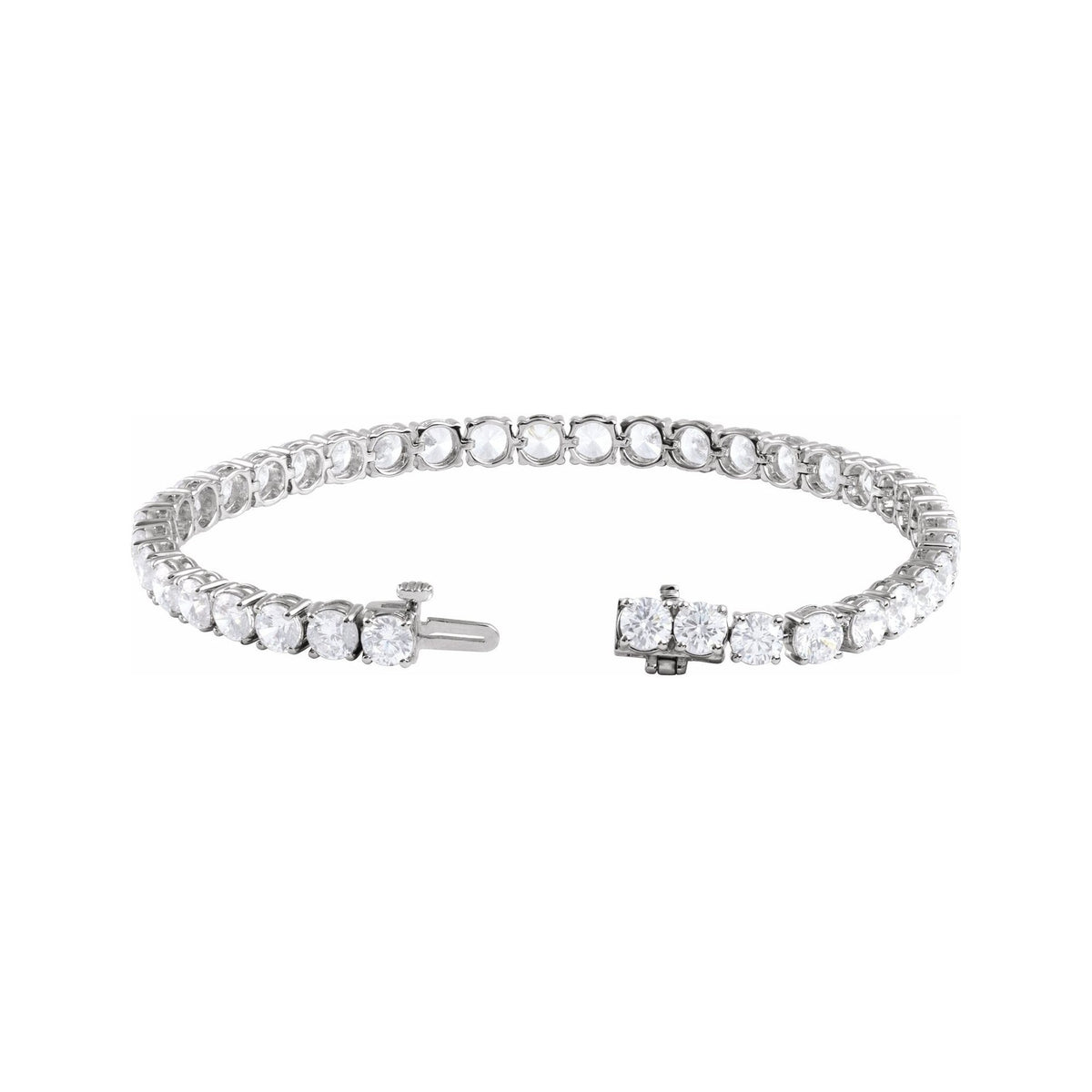 Sapphire Row Lab-Grown Diamond Round Four-Prong Tennis Bracelet - 14K White Gold, 4.25 mm · 12 ctw (view 2)