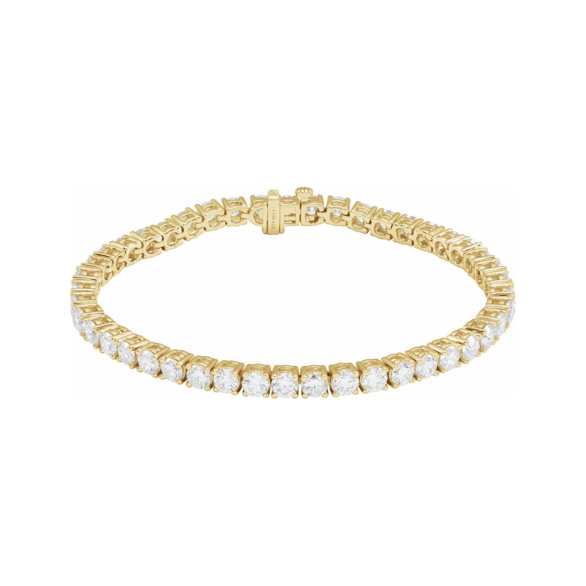 Sapphire Row Lab-Grown Diamond Round Four-Prong Tennis Bracelet - 14K Yellow Gold, 3.65 mm · 9 ctw