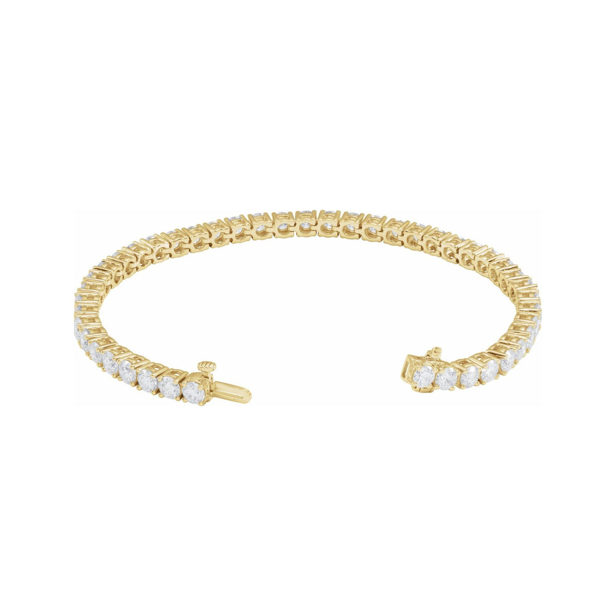 Sapphire Row Lab-Grown Diamond Round Four-Prong Tennis Bracelet - 14K Yellow Gold, 3.65 mm · 9 ctw (view 2)