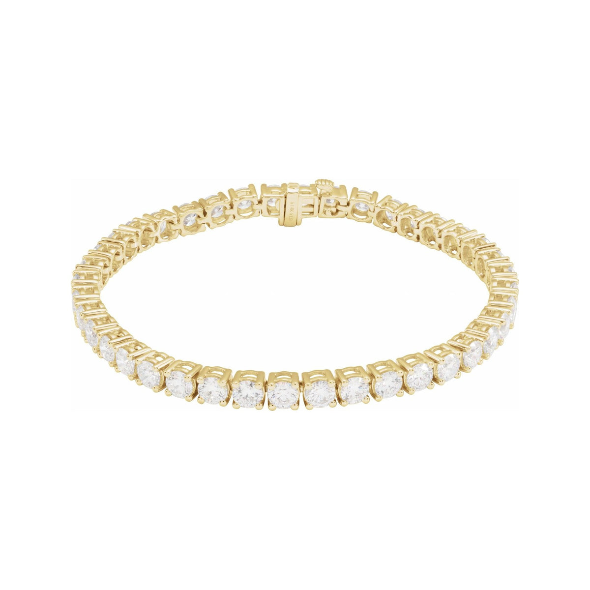 Sapphire Row Lab-Grown Diamond Round Four-Prong Tennis Bracelet - 14K Yellow Gold, 3.9 mm · 10 ctw