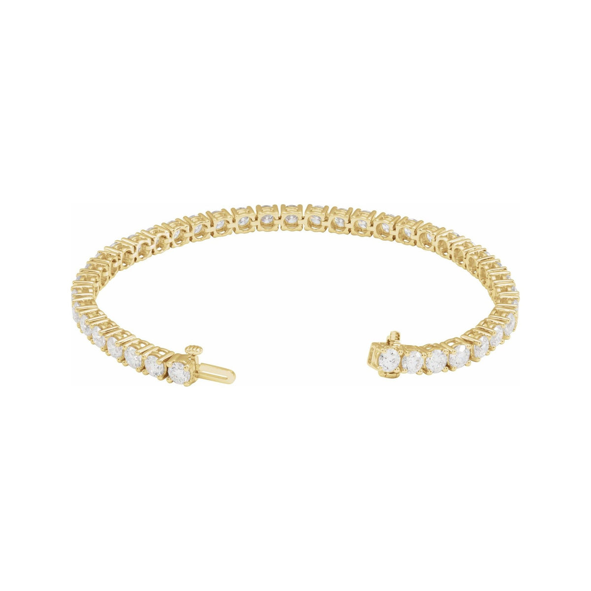 Sapphire Row Lab-Grown Diamond Round Four-Prong Tennis Bracelet - 14K Yellow Gold, 3.9 mm · 10 ctw (view 2)