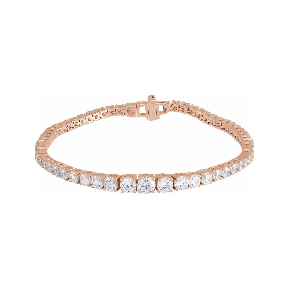 Sapphire Row Lab-Grown Diamond Graduated Tennis Bracelet - 14K Rose Gold