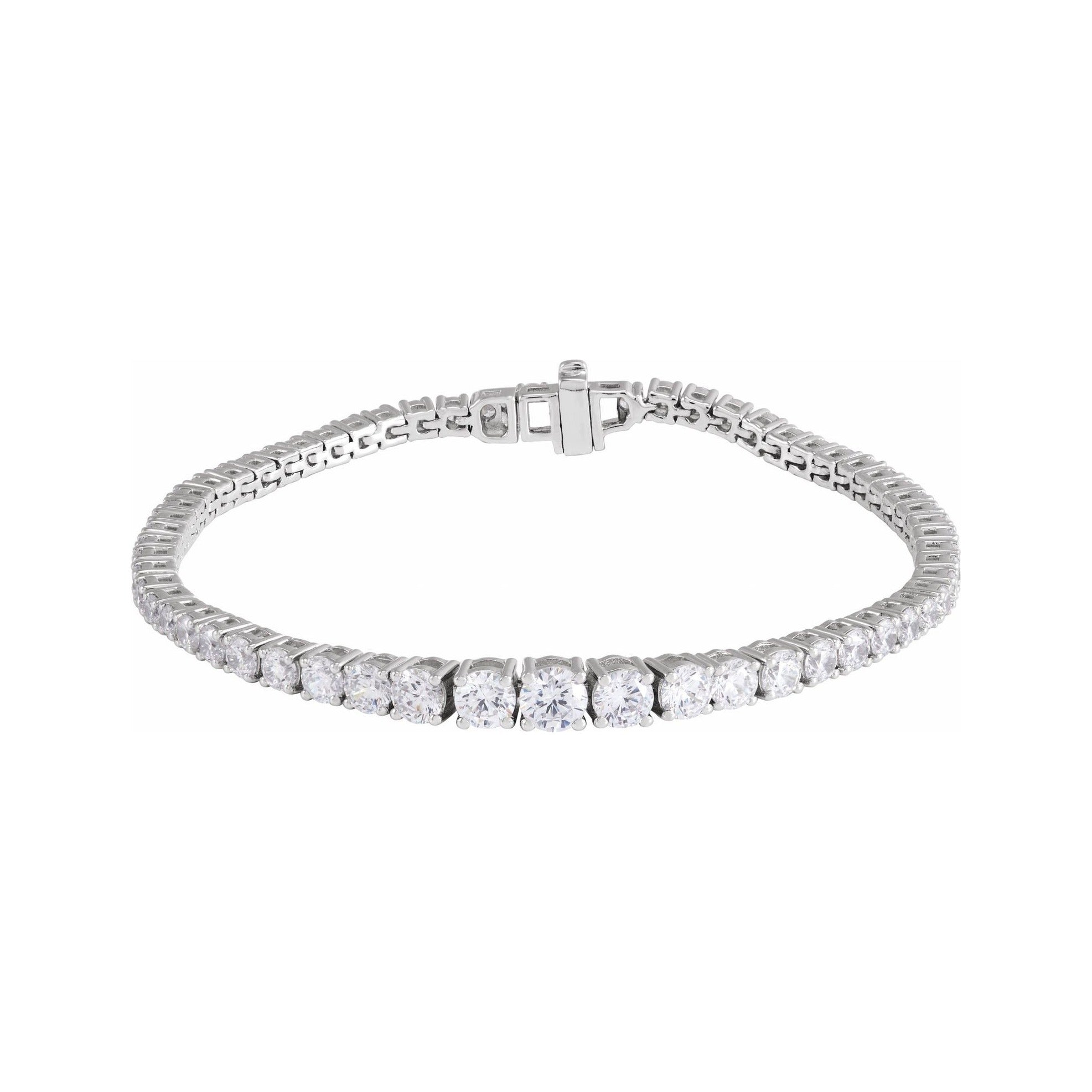 Sapphire Row Lab-Grown Diamond Graduated Tennis Bracelet - 14K White Gold