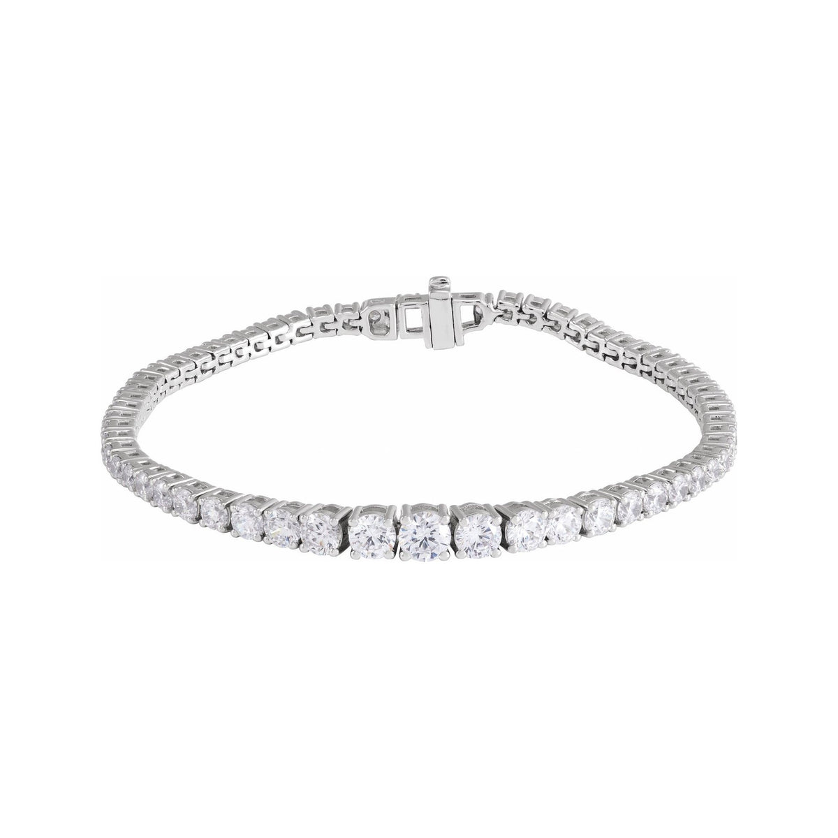 Sapphire Row Lab-Grown Diamond Graduated Tennis Bracelet - 14K White Gold