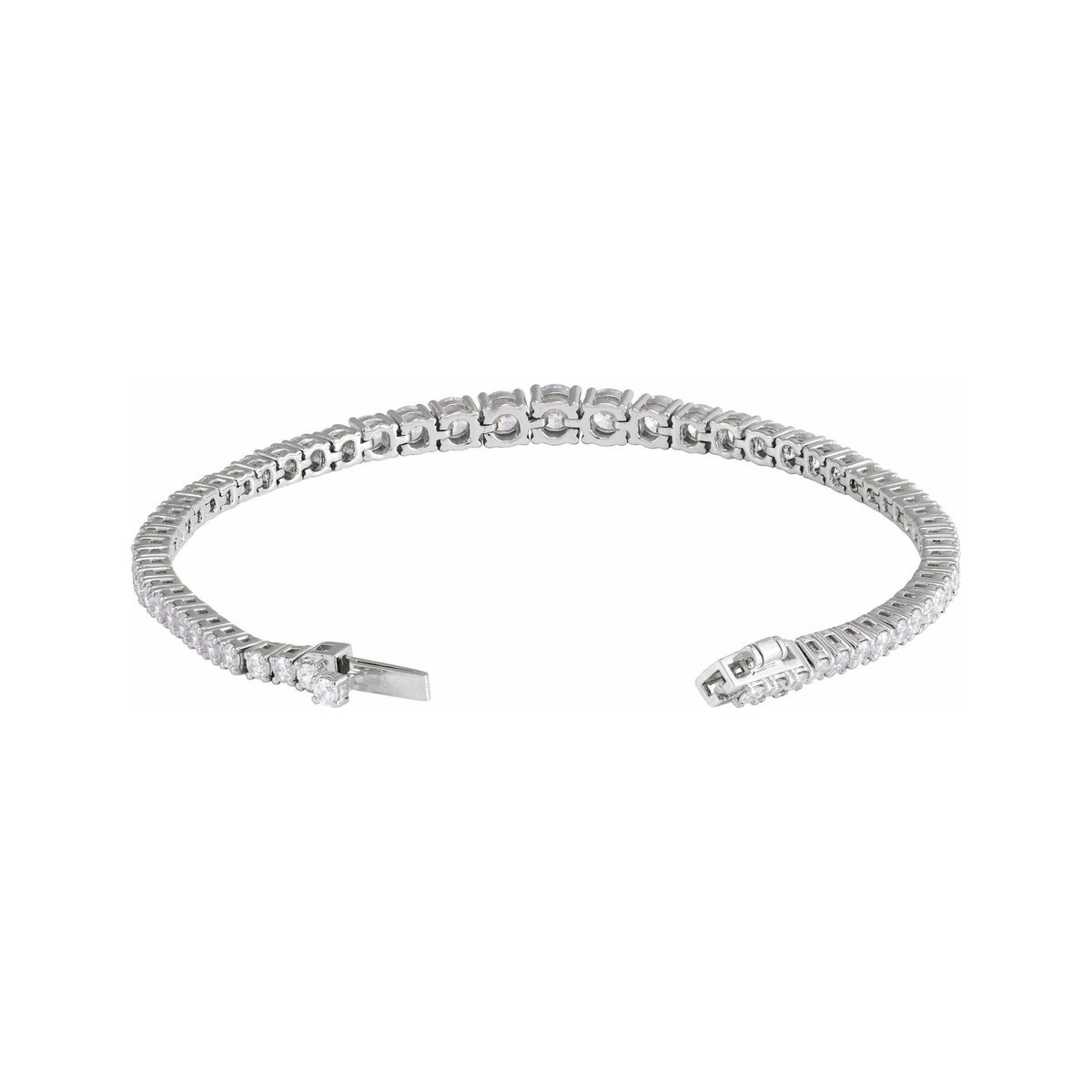 Sapphire Row Lab-Grown Diamond Graduated Tennis Bracelet - 14K White Gold (view 3)