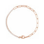 Sapphire Row Natural Diamond Half Tennis Paperclip Bracelet - 14K Rose Gold