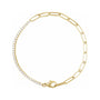 Sapphire Row Natural Diamond Half Tennis Paperclip Bracelet - 14K Yellow Gold
