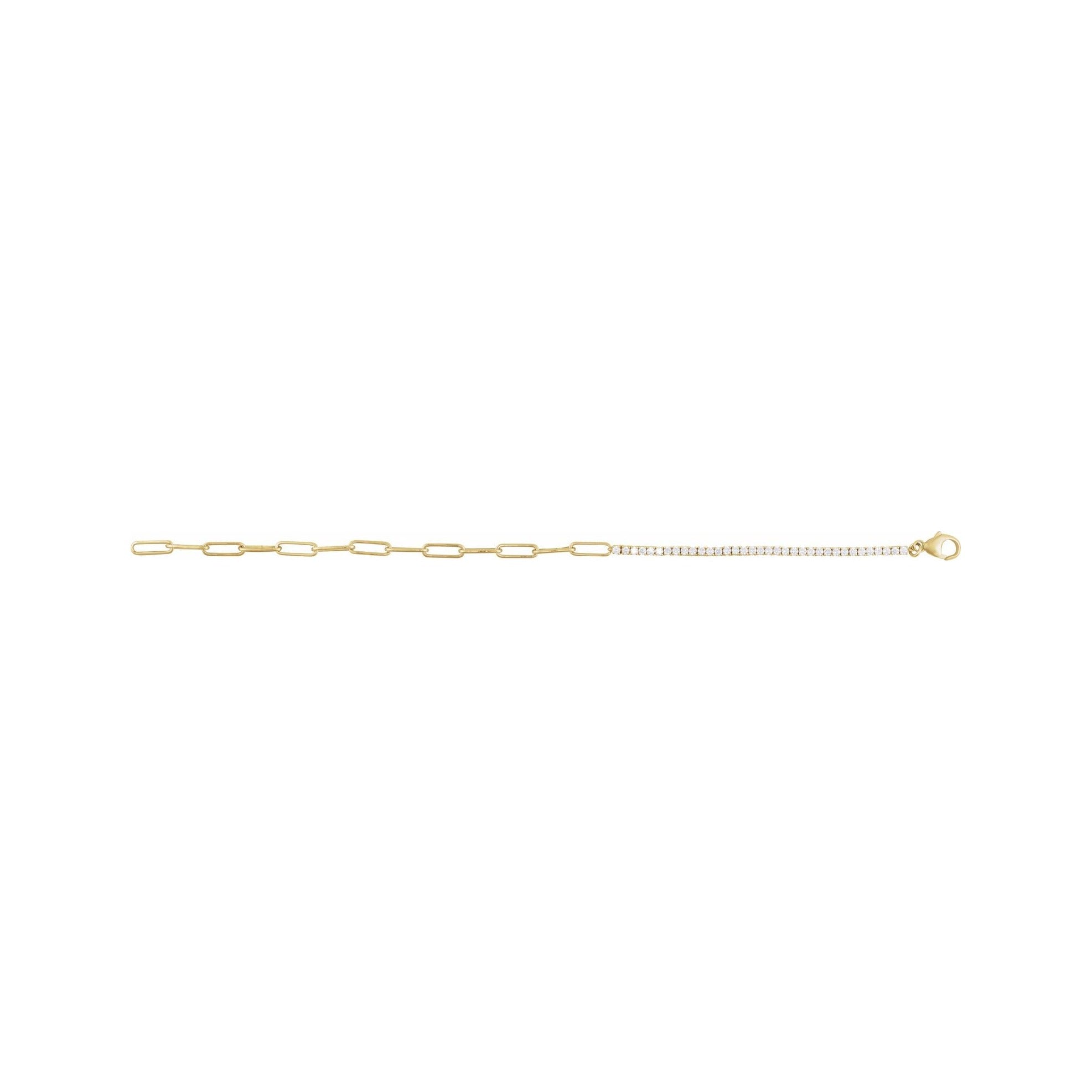 Sapphire Row Natural Diamond Half Tennis Paperclip Bracelet - 14K Yellow Gold (view 2)