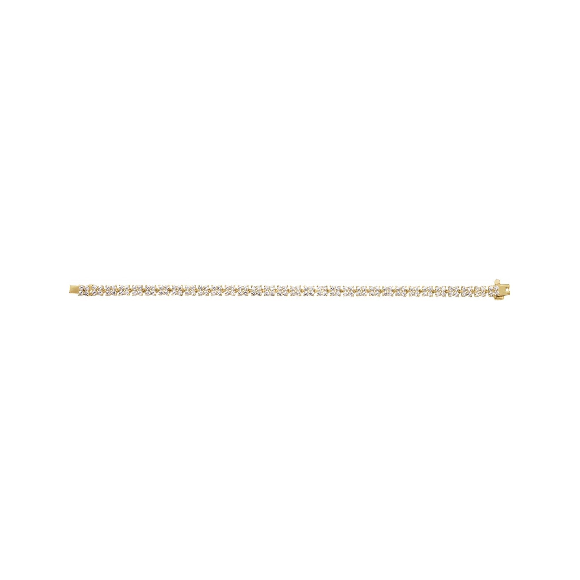 Sapphire Row Lab-Grown Diamond Cluster Tennis Bracelet - 14K Yellow Gold (view 2)