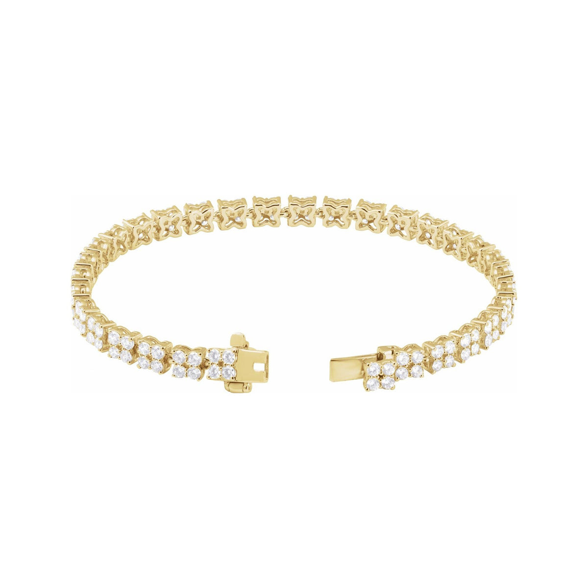 Sapphire Row Lab-Grown Diamond Cluster Tennis Bracelet - 14K Yellow Gold (view 3)