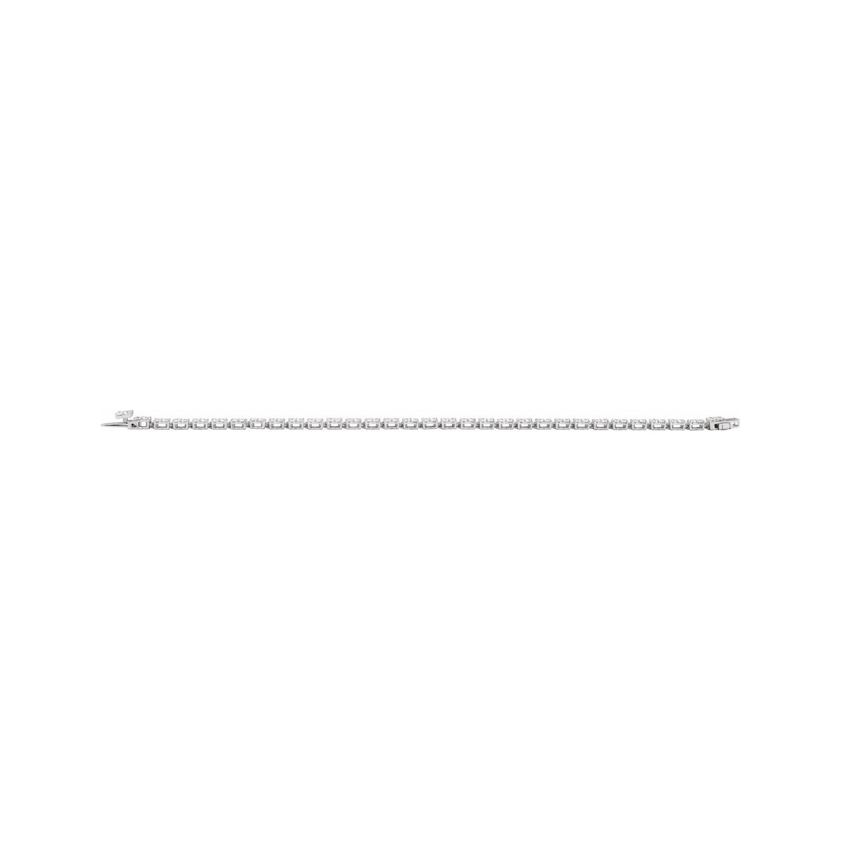Sapphire Row Lab-Grown Diamond Cluster Tennis Bracelet - 14K White Gold (view 4)