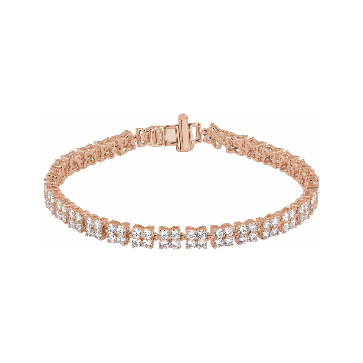 Sapphire Row Lab-Grown Diamond Cluster Tennis Bracelet - 14K Rose Gold