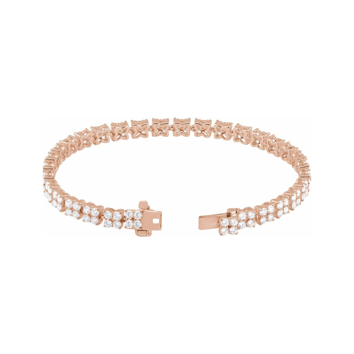 Sapphire Row Lab-Grown Diamond Cluster Tennis Bracelet - 14K Rose Gold (view 3)