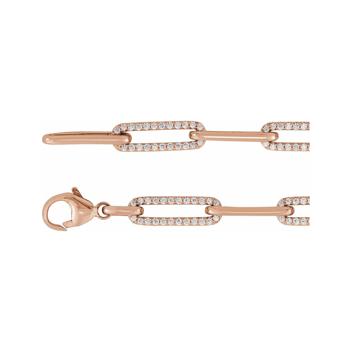 Sapphire Row Natural Diamond Pavé Link Bracelet - 14K Rose Gold (view 2)