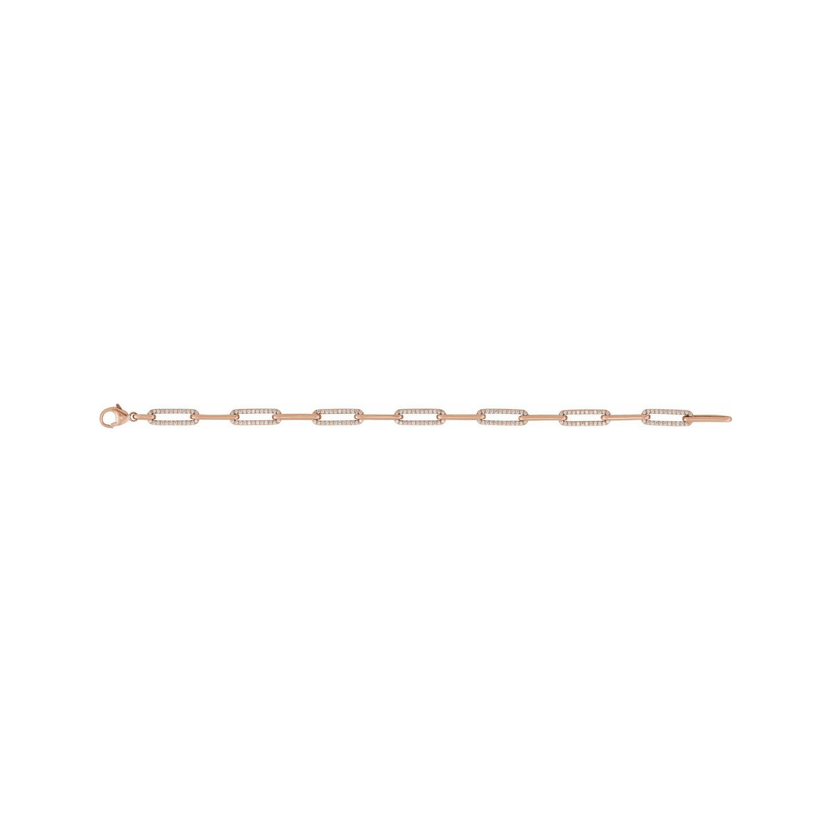 Sapphire Row Natural Diamond Pavé Link Bracelet - 14K Rose Gold (view 3)