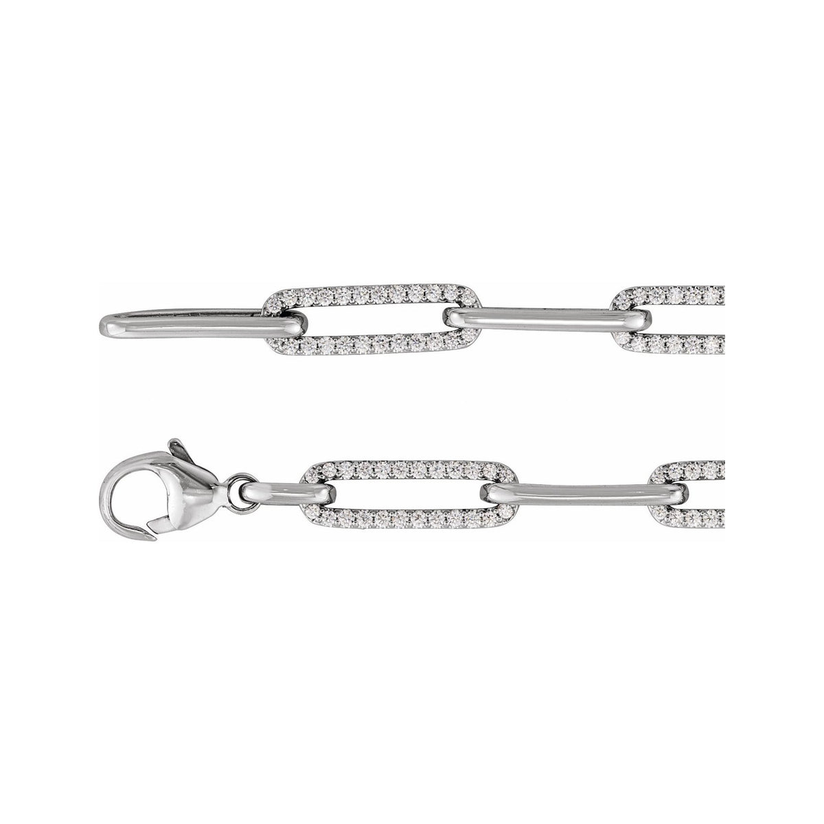 Sapphire Row Natural Diamond Pavé Link Bracelet - 14K White Gold (view 2)