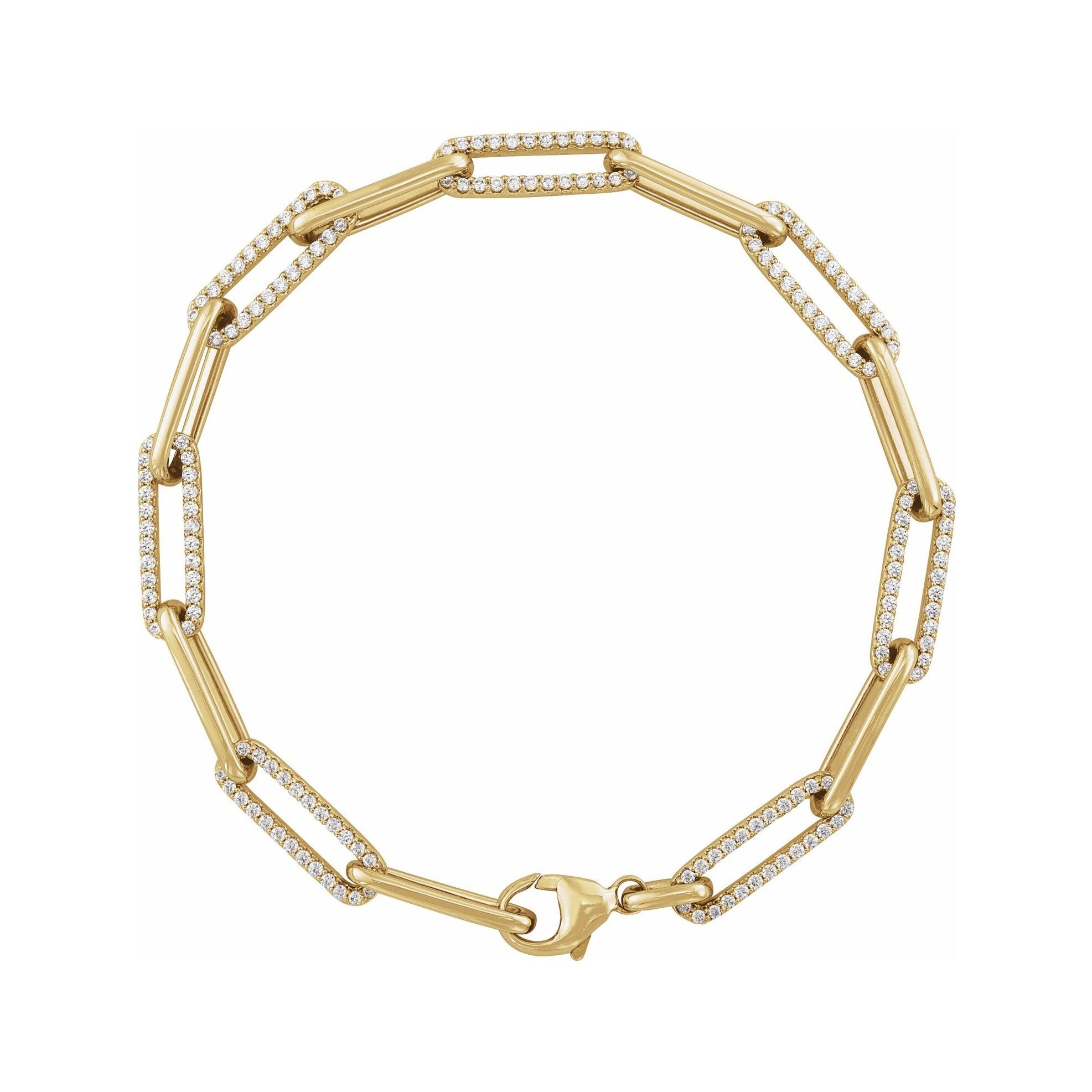 Sapphire Row Natural Diamond Pavé Link Bracelet - 14K Yellow Gold