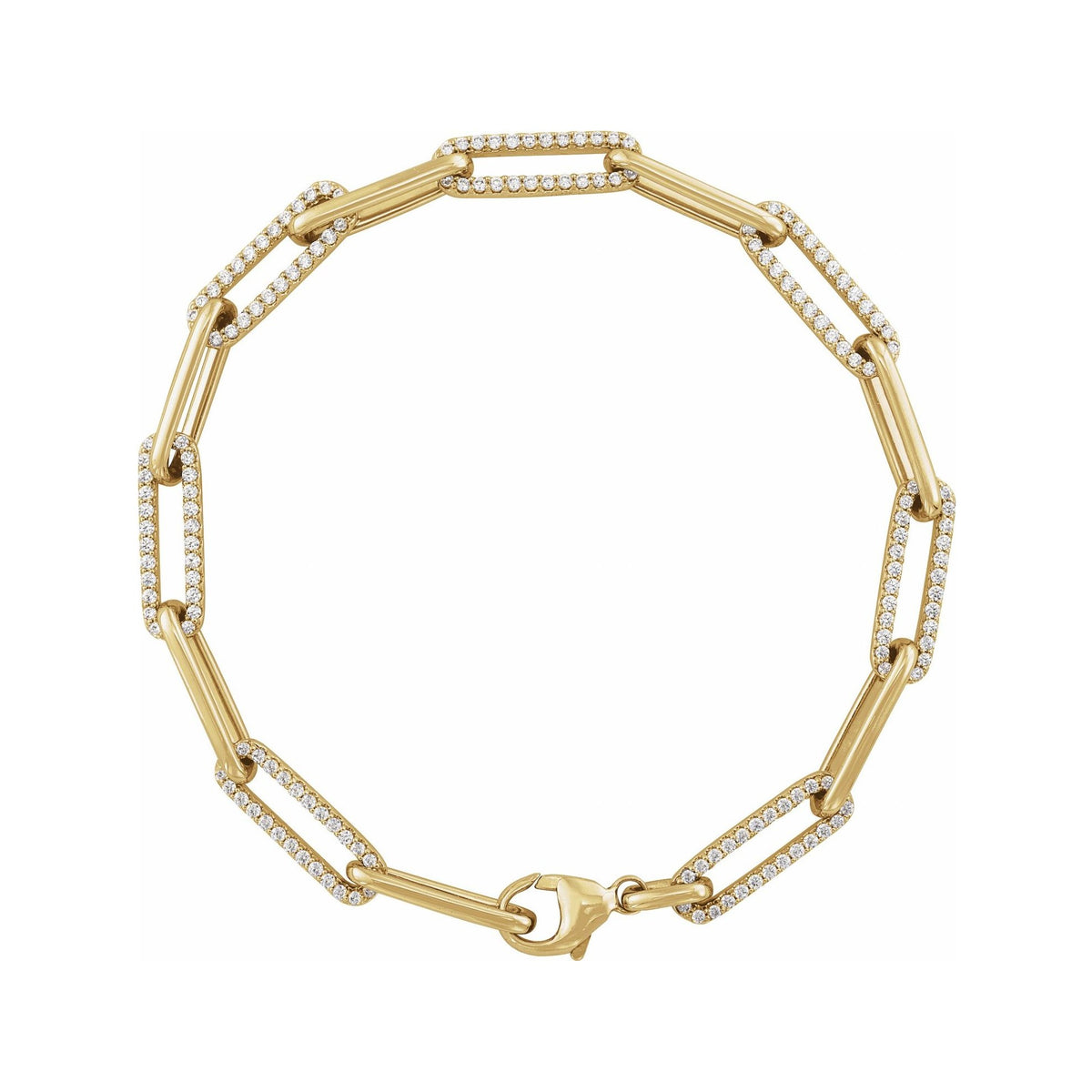 Sapphire Row Lab-Grown Diamond Pavé Link Bracelet - 14K Yellow Gold