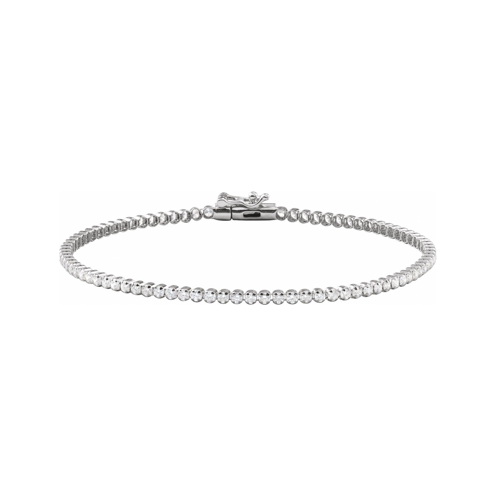 Sapphire Row Natural Diamond Mini Tennis Bracelet - 14K White Gold