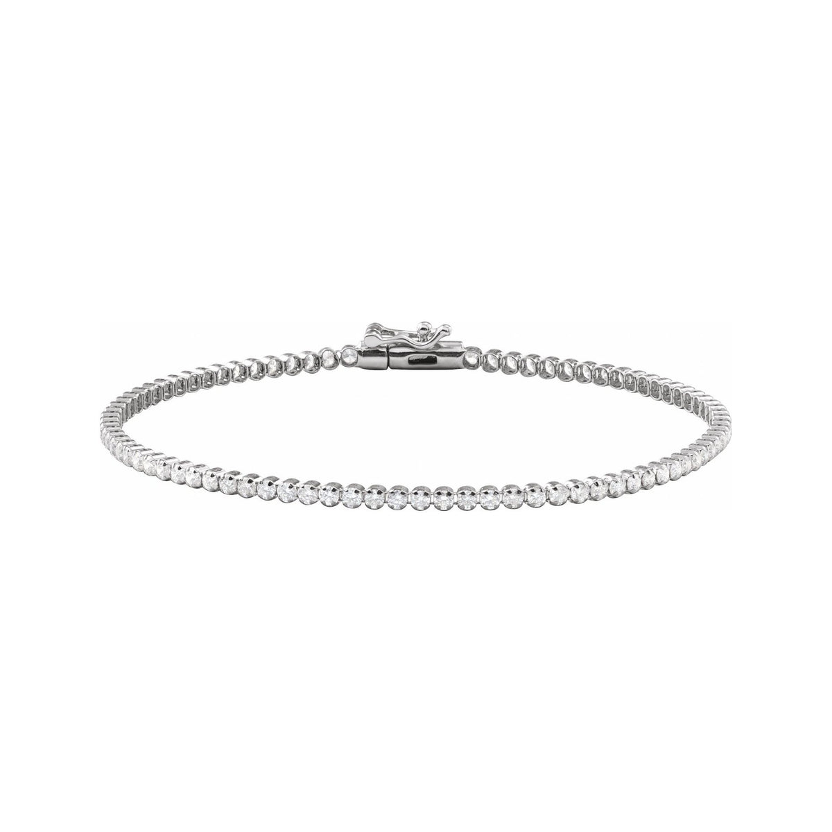 Sapphire Row Natural Diamond Mini Tennis Bracelet - 14K White Gold