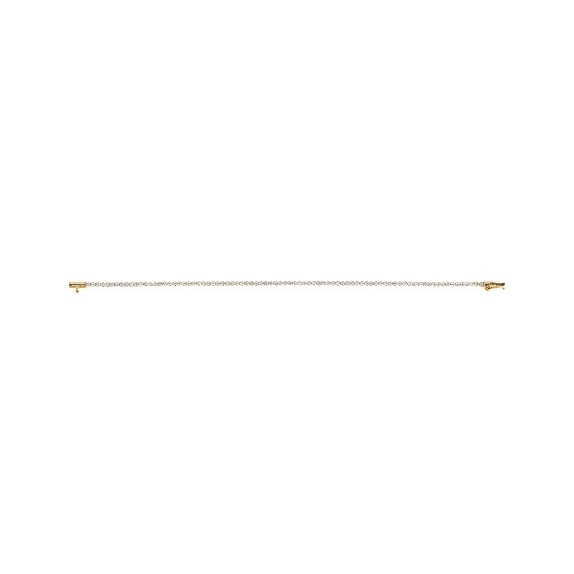 Sapphire Row Natural Diamond Mini Tennis Bracelet - 14K Yellow Gold (view 2)
