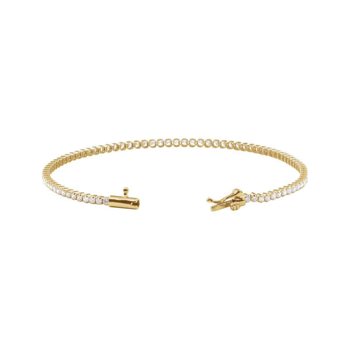 Sapphire Row Natural Diamond Mini Tennis Bracelet - 14K Yellow Gold (view 3)