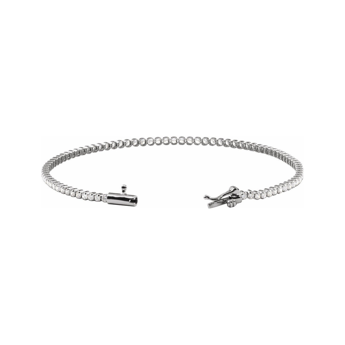 Sapphire Row Lab-Grown Diamond Mini Tennis Bracelet - 14K White Gold, 7" (view 3)