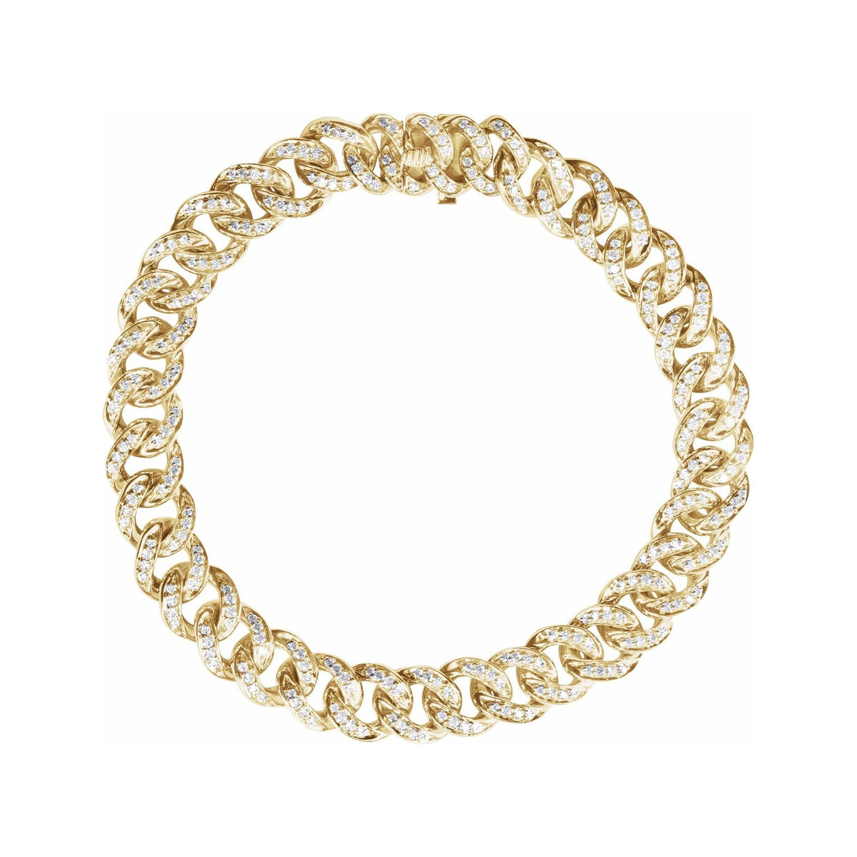 Sapphire Row Natural Diamond Pavé Cuban Link Bracelet - 14K Yellow Gold