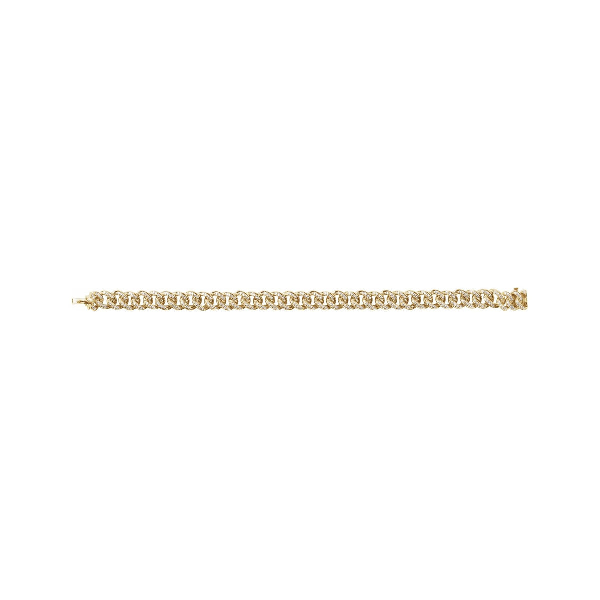 Sapphire Row Natural Diamond Pavé Cuban Link Bracelet - 14K Yellow Gold (view 2)